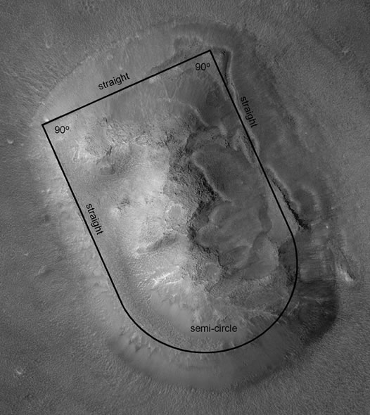 Cydonia, Mars with outline